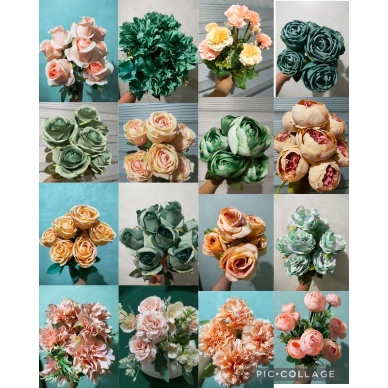 SAGE green Artificial rose flower peach artificial wedding flower sage