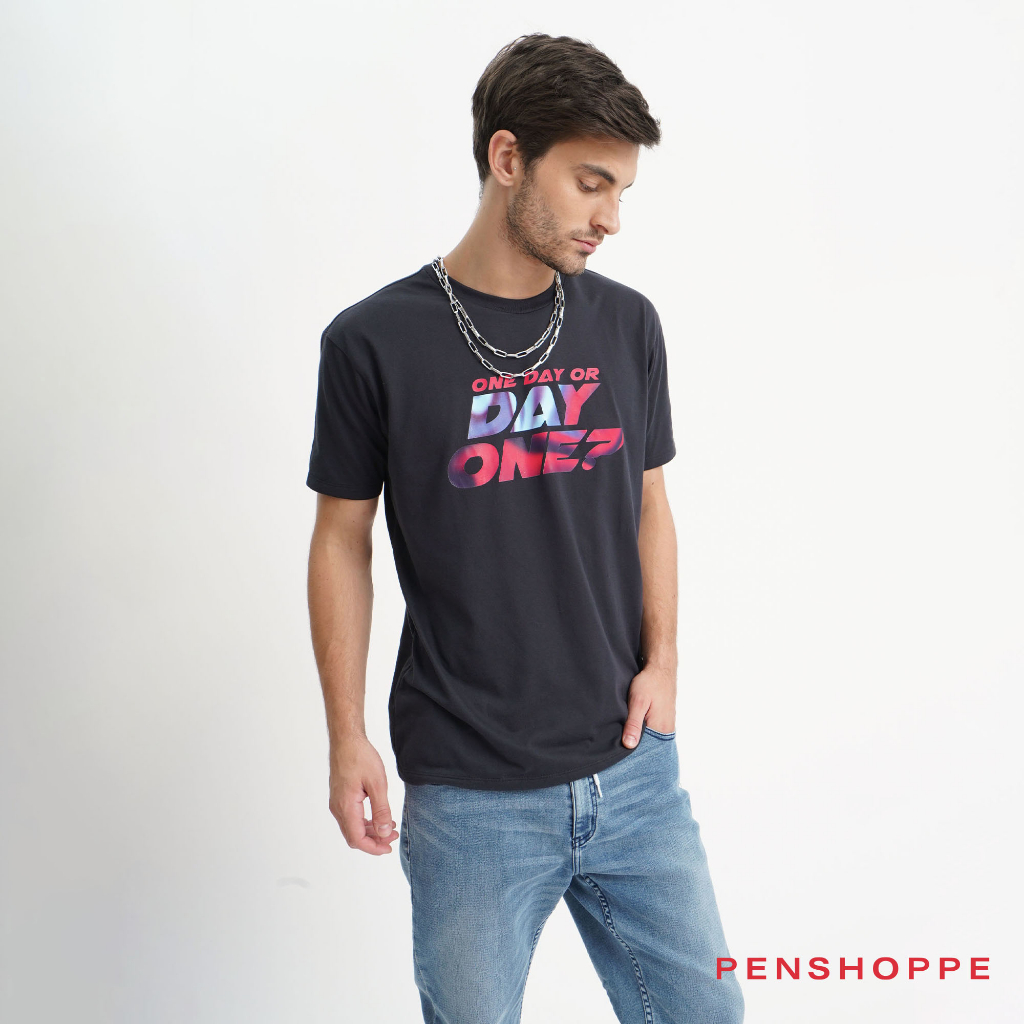 Penshoppe One Day Or Day One Relaxed Fit Graphic Tshirt For Men (Black ...
