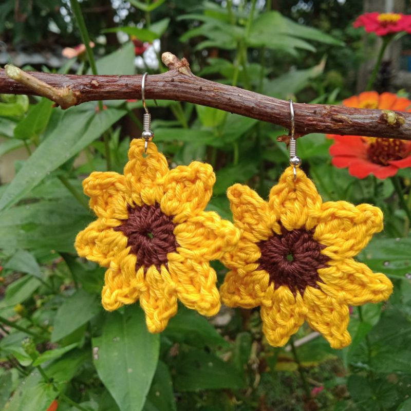 Sunflower Crochet Earrings Shopee Philippines