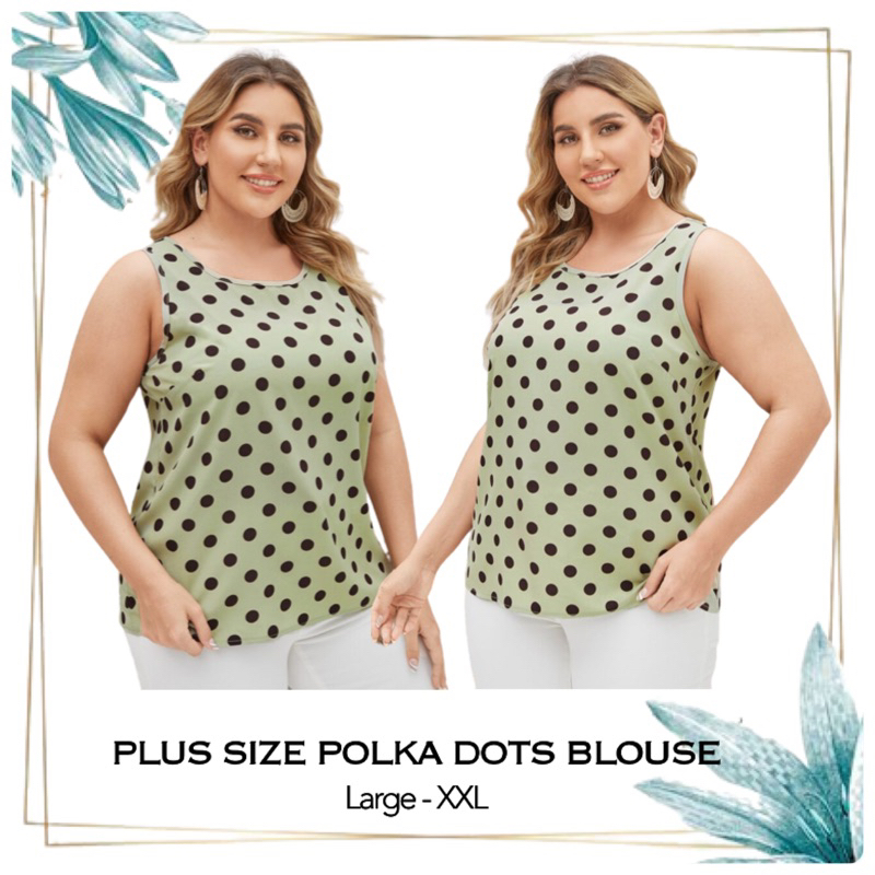 New Arrival PLUS SIZE Sleeveless Blouse for Women Polka Dots - Large to ...