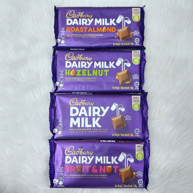 Cadbury Dairy Milk Chocolate/Hazelnut/Fruit & Nut 160g Shopee Philippines