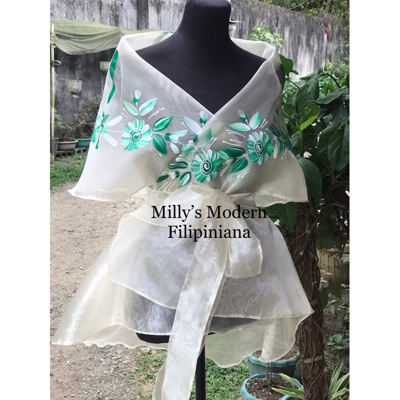 Filipiniana wrap around / Cream/ Green Shopee Philippines