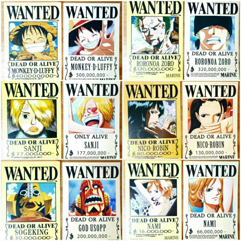 ONE PIECE Mini 'Wanted' Poster set (21cm x 14.5cm) | Shopee Philippines