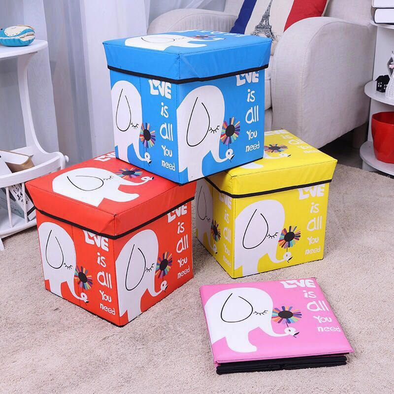 Square Foldable Storage Stool Toy Storage Box Sit Sofa Folding Box