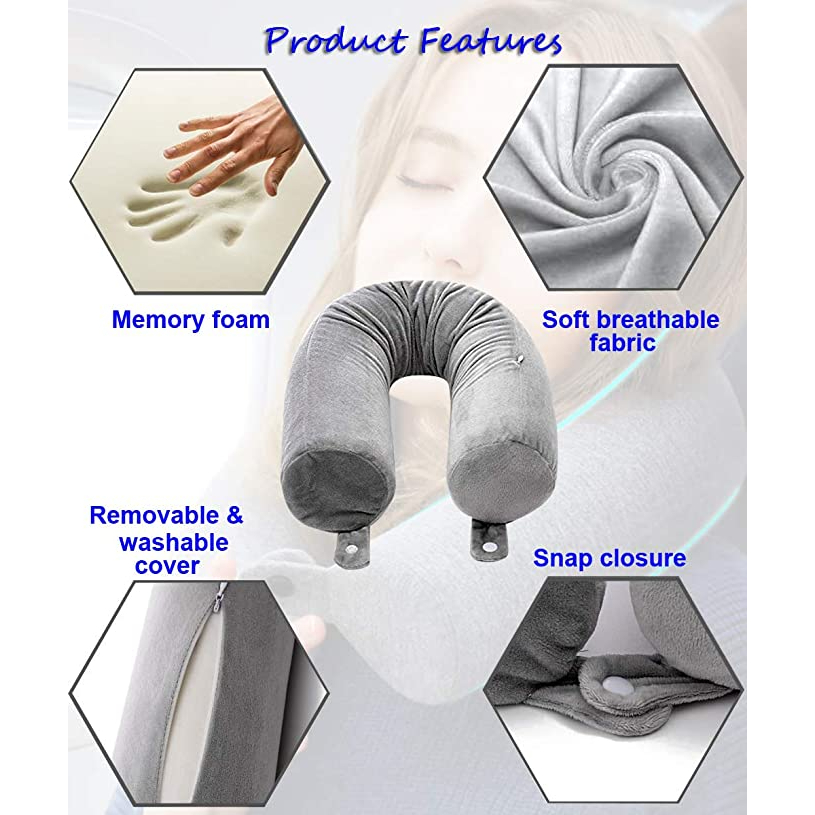 Twist Memory Foam Travel Pillow for Neck Chin Lumbar and Leg Support