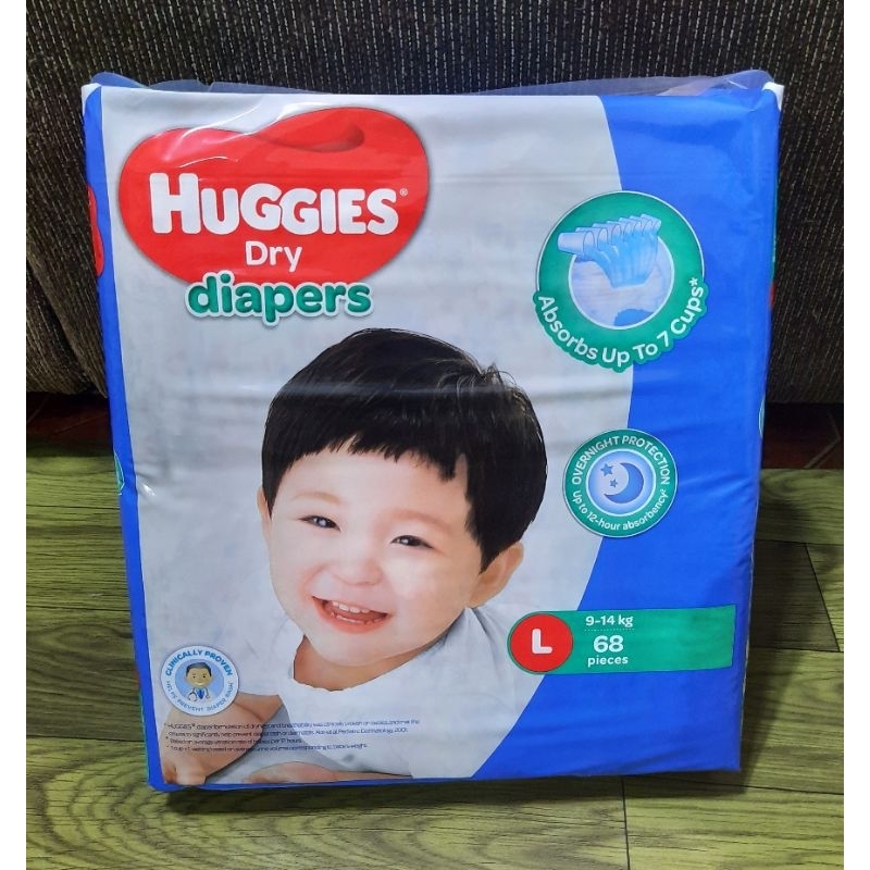 Huggies Dry Diapers Large 68pcs Per Pack 9 14kg Shopee Philippines