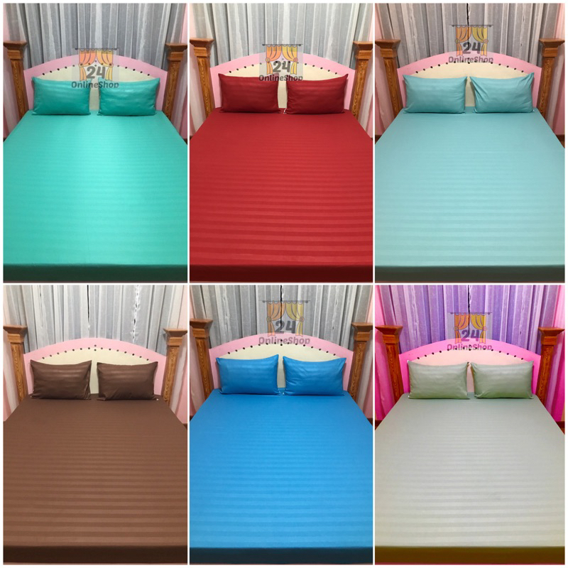 3in1 set Plain Stripe Canadian Bedsheets Shades of Brown aesthetic