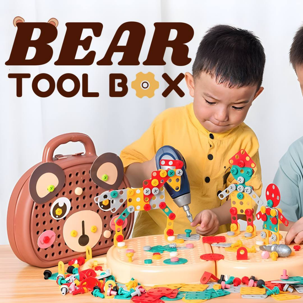 Bear Toolbox with Automatic Screw Driver Construction Tool Engineering