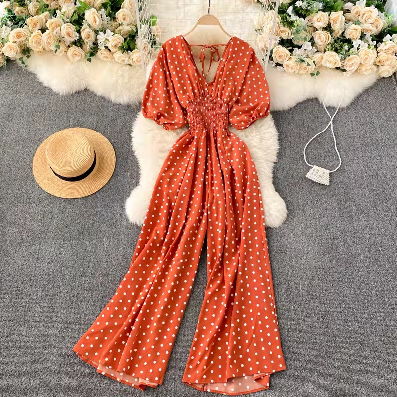 HS*82573*New 2023 Sexy Vneck best Spring Summer casual Polka Dots