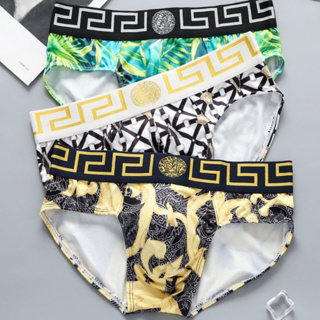 Ver Men Quality Floral Print Silk Briefs Man Colorful Low Waist Underwear