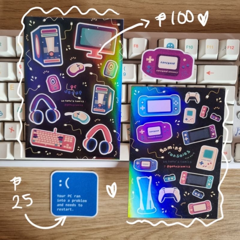 HoloRainbow PC Setup and Gaming Consoles Sticker Sheets Shopee