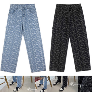 Paisley All Over Design Denim Slim Straight