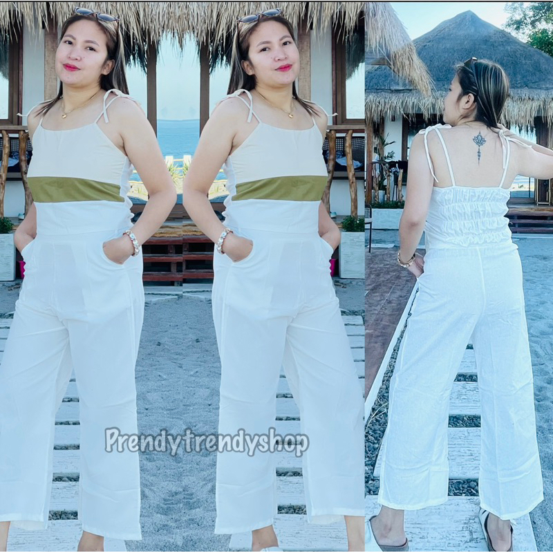 TRIXIE TRICOLOR TOP AND PANTS WITH POCKET COTTON LINEN ( COORDS/COORDINATES ) | Shopee Philippines