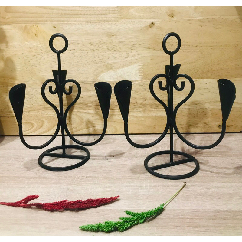 Black metal candle holders pair Shopee Philippines