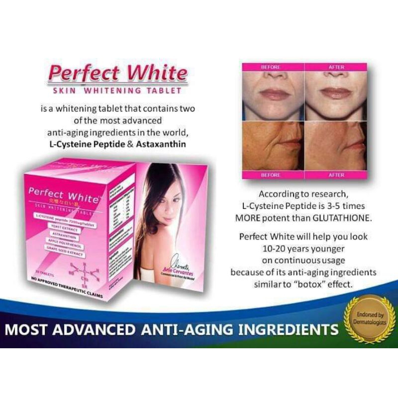 Perfect White Skin Whitening tablets(30 capsules)100 legit Shopee