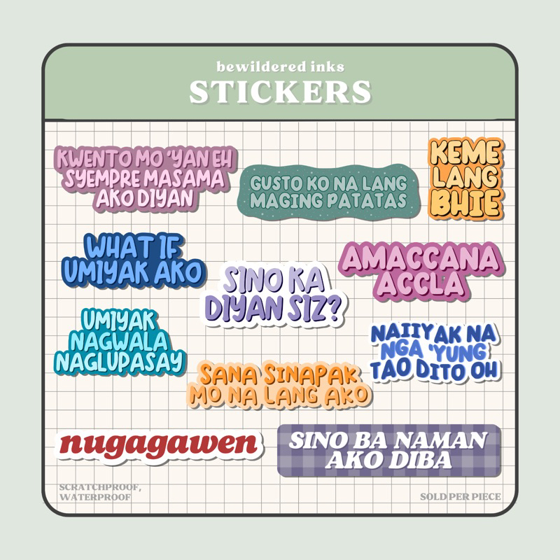  Filipino Phrases Vinyl Stickers | Amaccana Accla | Meme Statement Sticker | Bewildered Inks