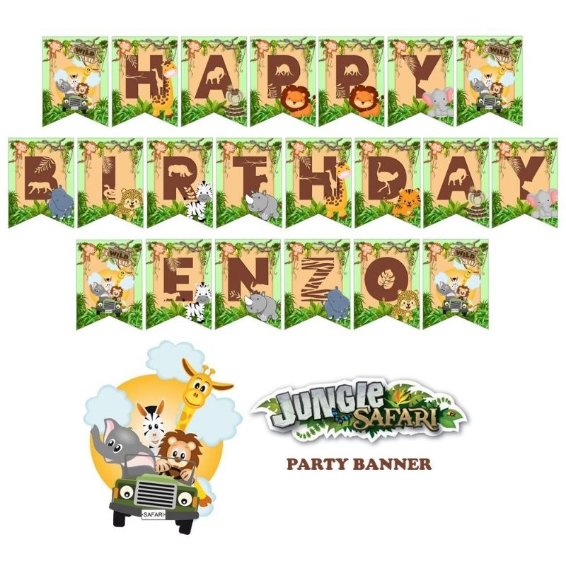 Jungle Safari Animals Theme Birthday Party Banner Decoration ...