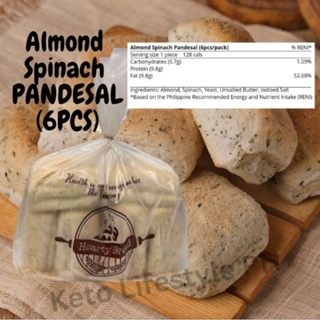Almond Spinach Pandesal 6pcs (SUGAR-FREE/GLUTEN-FREE/LOW-CARB)