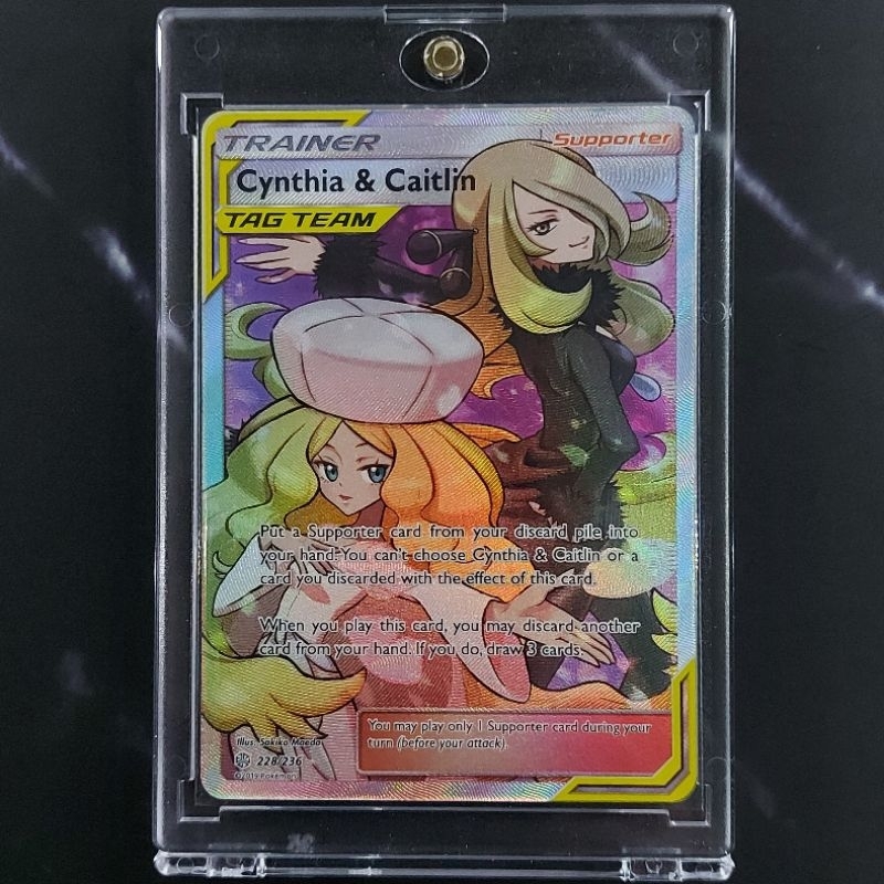 Pokemon Tcg Cynthia Caitlin Tag Team Full Art Cosmic Eclipse Ultra Rare Trainer Card