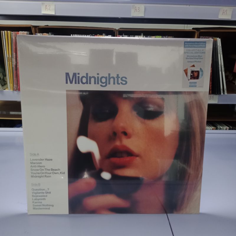 TAYLOR SWIFT Midnights: Moonstone Blue Edition Vinyl W/ Signed Card ...