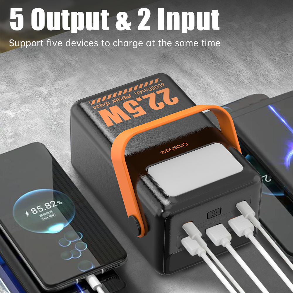 Orashare Fast Charging Type C Output Power Bank Ol60pro 60000mAh PD20W - Image 3