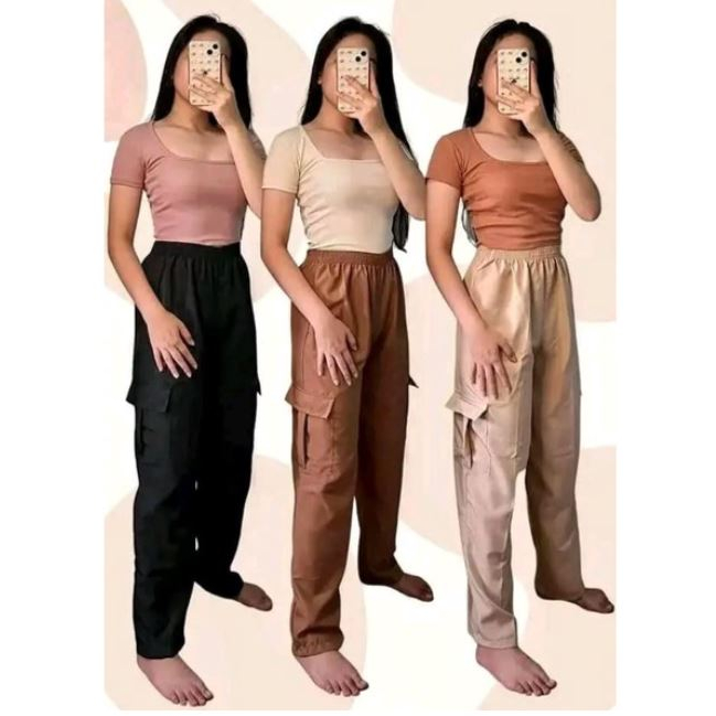 BUY 1 TAKE 1 Cargo Pants/Taslan Fabric Jogger Pants with 2 pocket Free size - Image 3