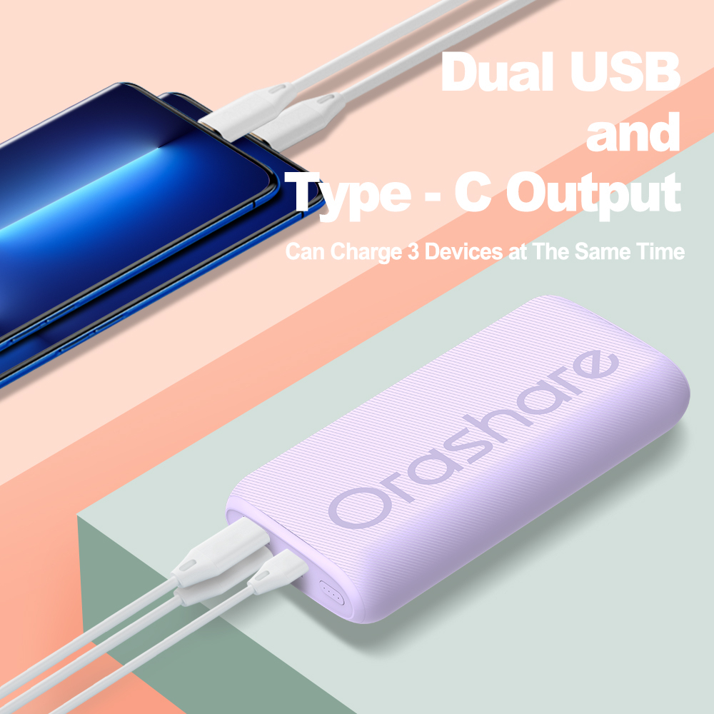 Orashare 20000mAh Powerbank PD20W Fast Charge Dual USB and Type C Output Stylish Original Power Bank - Image 4