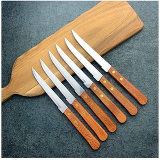 Stainless Steel Steak Knife with Wood Handle (6pcs)