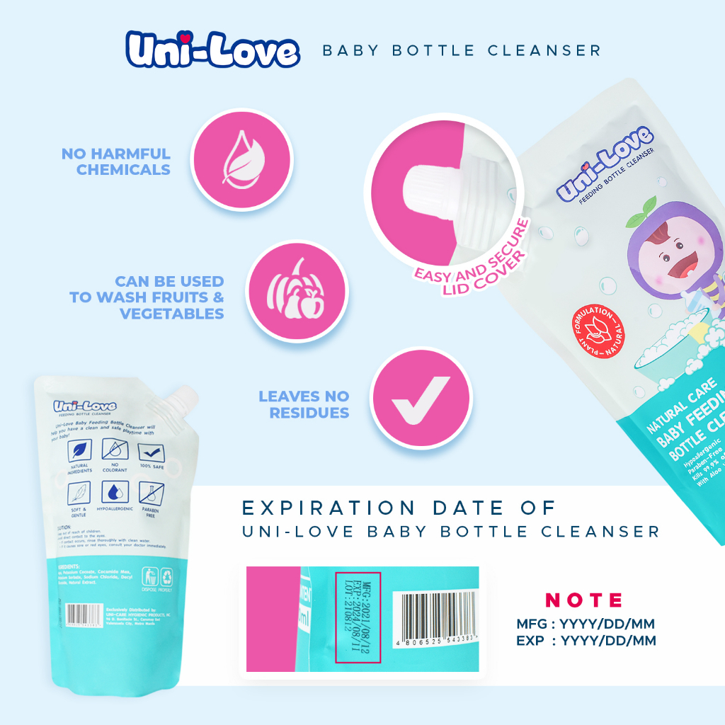 UniLove Baby Bottle Cleanser 500ml Pack of 4 - Image 5