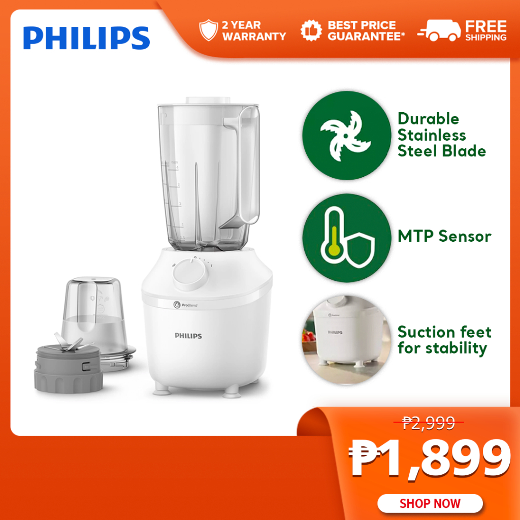 Philips Blender 1L [HR2041/10] 450 W, 4 Star Blade 1 Speed Setting and  Pulse, Smoothie, Juicer | Shopee Philippines