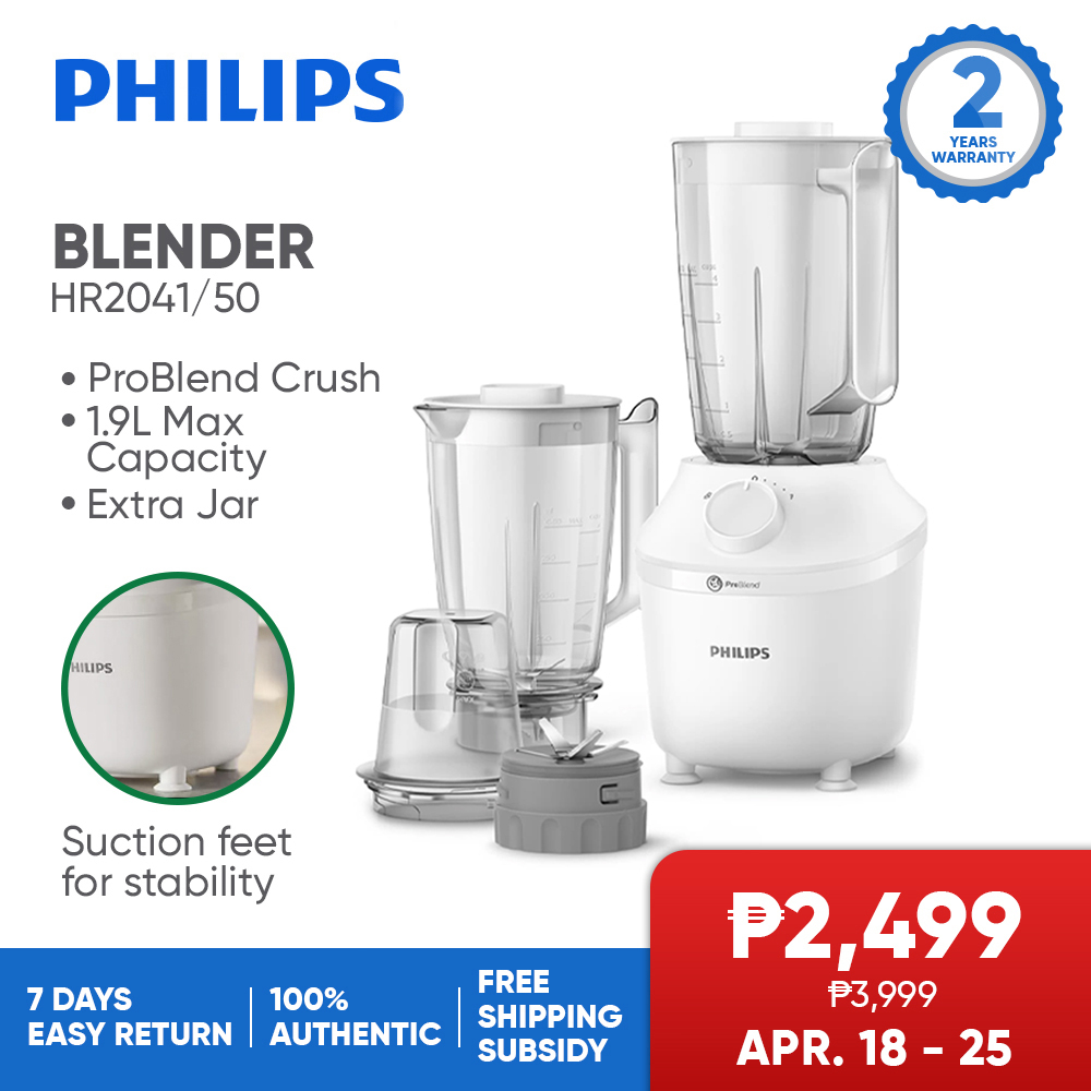 Philips Blender 1L [HR2041/50] 450 W, 4 Star Blade 1 Speed Setting and  Pulse, Smoothie, Juicer | Shopee Philippines