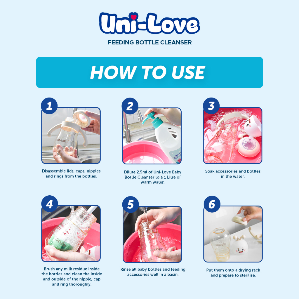 UniLove Baby Bottle Cleanser 500ml Pack of 4 - Image 7