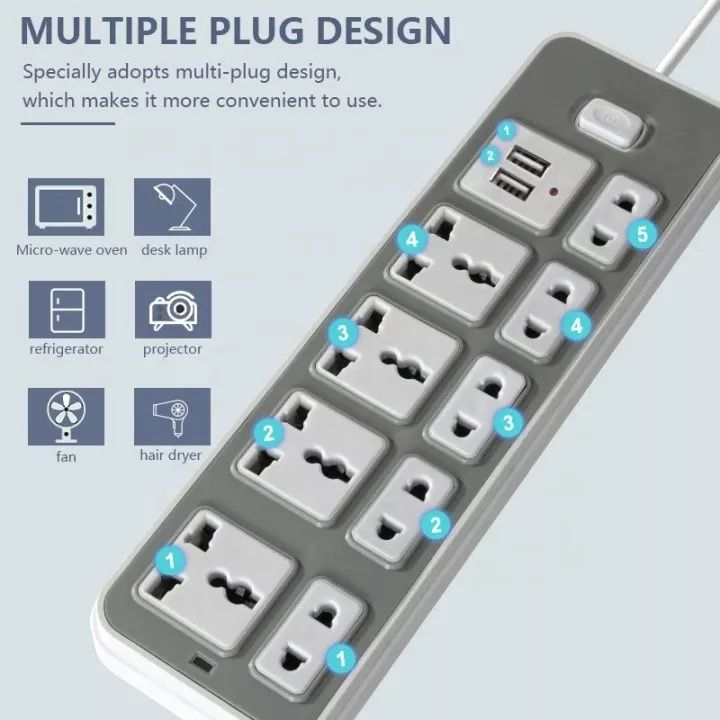 Extension Outlet Socket Plug With Switch Usb Cable Power Supply Power Board Socket Line Equipmen 1.8 - Image 4