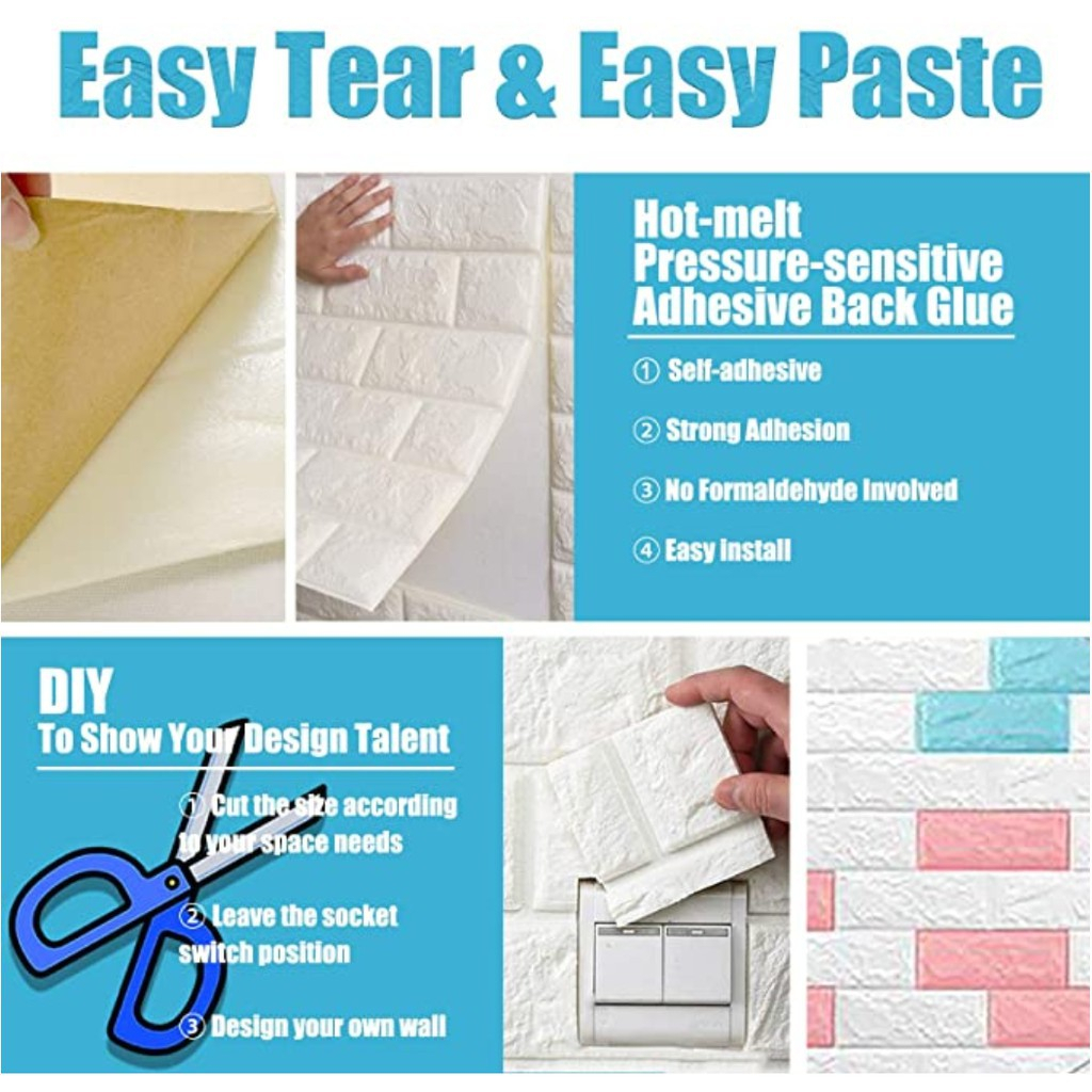 50pcs BIG SALE 35x38CM 3D wallpaper foam self-adhesive brick waterproof anti-collision wall sticker - Image 4
