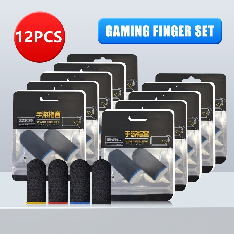 12Pcs Gaming Finger Sleeves Breathable Carbon Fiber for Gamers
