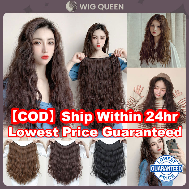 Hair Extension Wig Female Long Curly Hair U-Shaped Big Wave Fluffy Corn  Perm Long Hair One Piece | Shopee Philippines