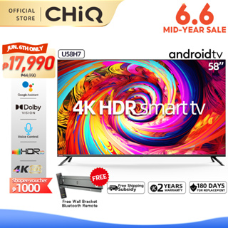 CHiQ U58H7 58 Inch Smart TV, 4K UHD Android TV , LED TV, netflix, flat screen, with Bracket
