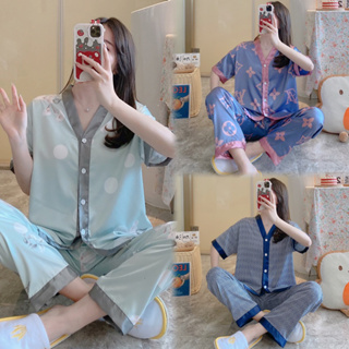 Korean Silk Vneck Comfort Sleepwear Nightwear Loungewear Pajama Set Terno