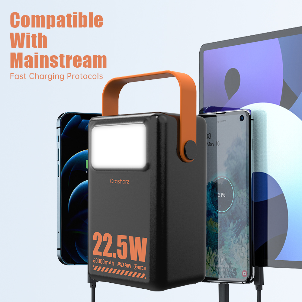 Orashare Fast Charging Type C Output Power Bank Ol60pro 60000mAh PD20W - Image 8