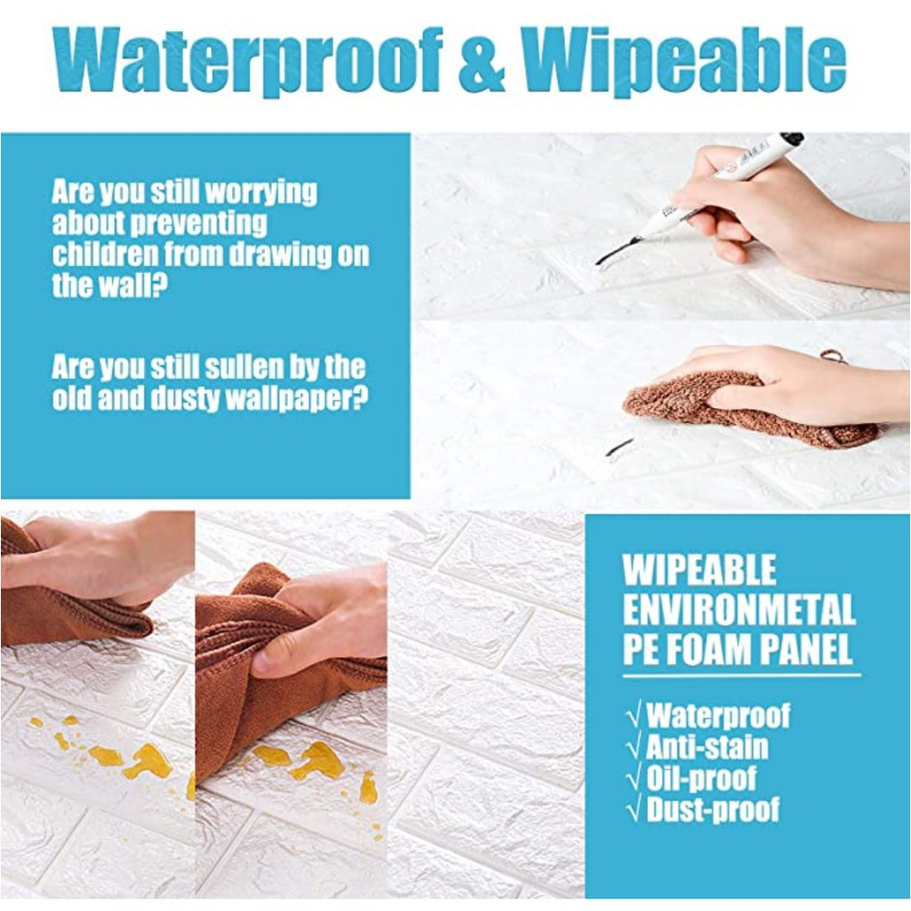 50pcs BIG SALE 35x38CM 3D wallpaper foam self-adhesive brick waterproof anti-collision wall sticker - Image 3