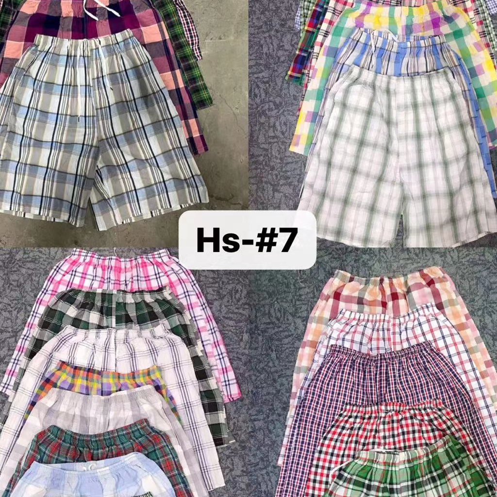 2 FOR 150 *HS#7* Plaid/CHECKERED  ASSORTED cotton short with pocket and Lowest and UNISEX shorts