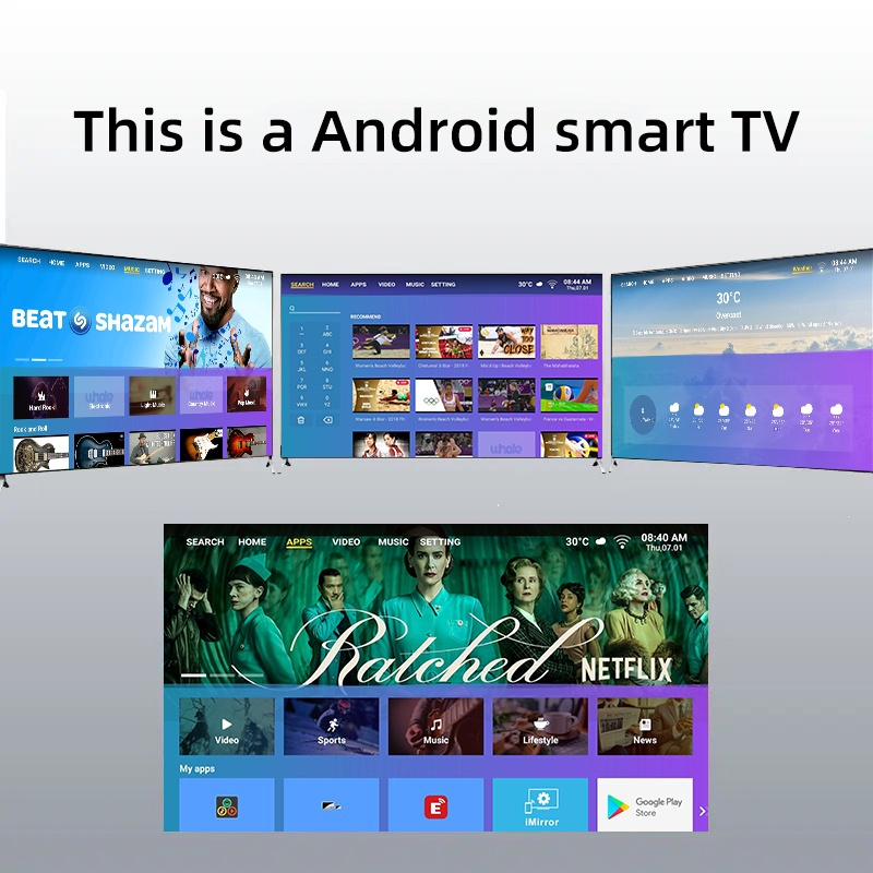 ICON Smart Tv Hd LED Extra Slim Television Google Flat Screen Portable Smart TV 50/32/30/22/19 Inch - Image 3