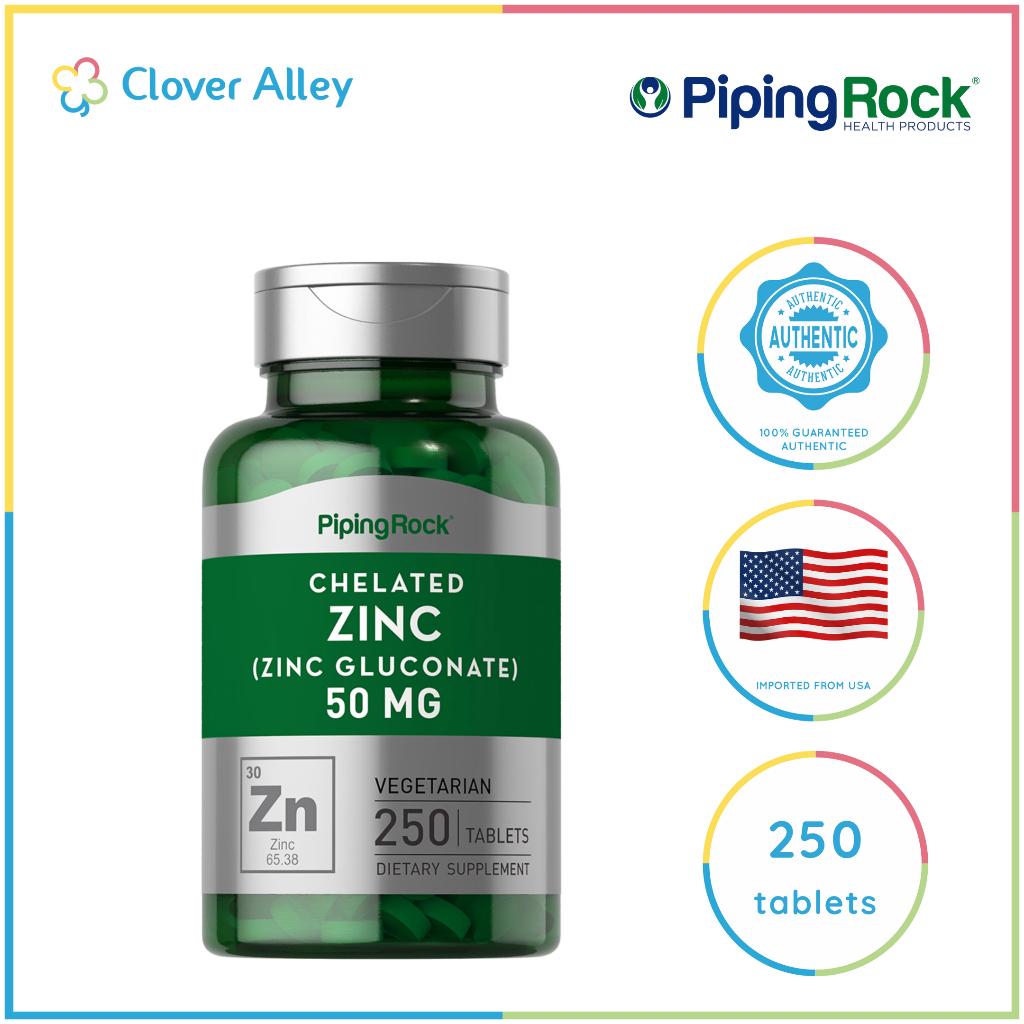 Pipingrock Chelated Zinc 50mg, 250 tablets
