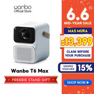 2023 New Wanbo T6 Max 4K Auto-Focus Projector Portable Android 9.0 Remote Voice Control 1600 Lumens