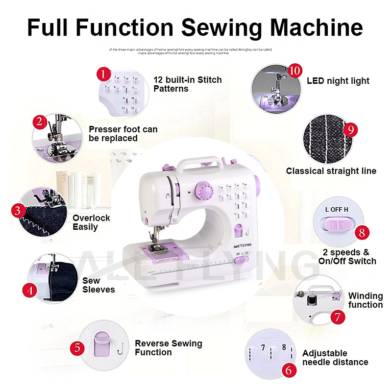 【ALL FLYING】Portable Sewing Machine Mini Electric Household 12 Stitches Sewing Machine Multifunction - Image 3
