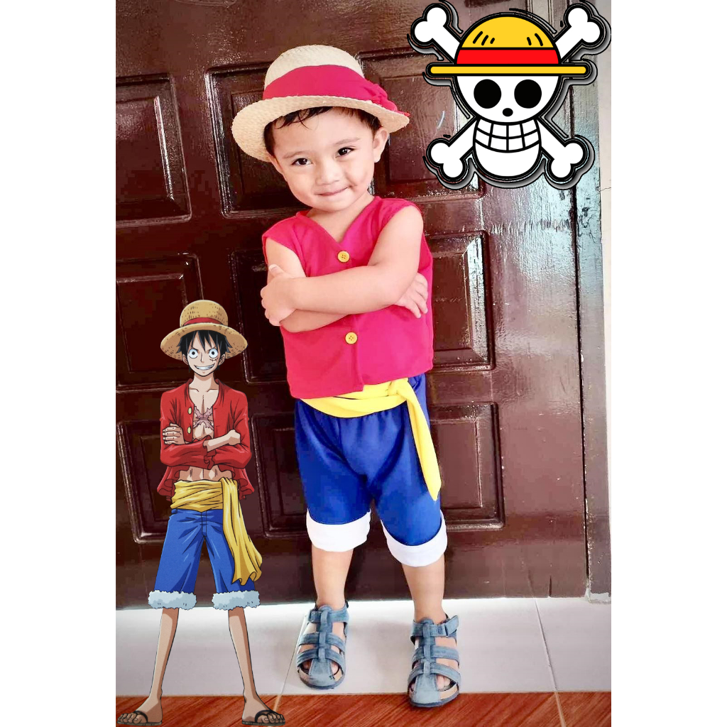 One Piece Monkey D Luffy Costume for baby and toddler up to 12 years old for Halloween and Cosplay