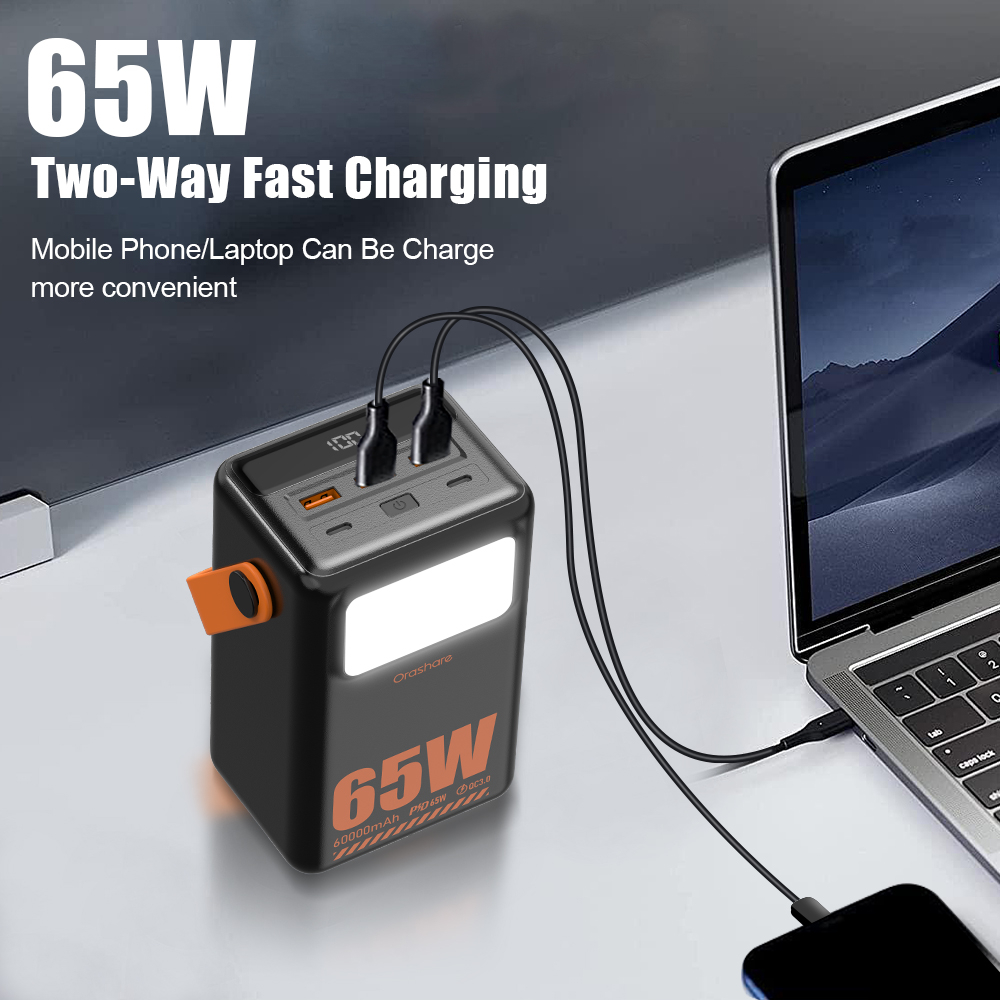 Orashare Fast Charging Type C Output Power Bank Ol60pro 60000mAh PD20W - Image 4