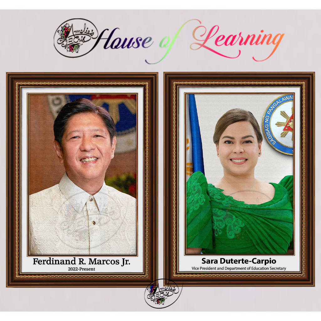 President Bong Bong Marcos, Sara Duterte, Sonny Angara Laminated Educational Chart - A4-size