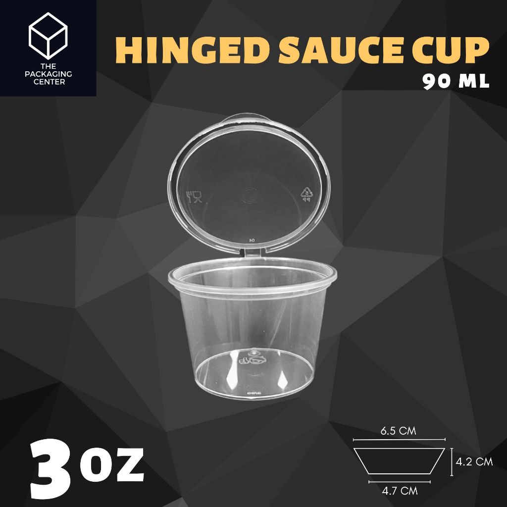 (By 1000’s) Hinged Sauce Cup Containers – 1oz, 2oz, 3oz, 4oz / Transparent Sauce Cups