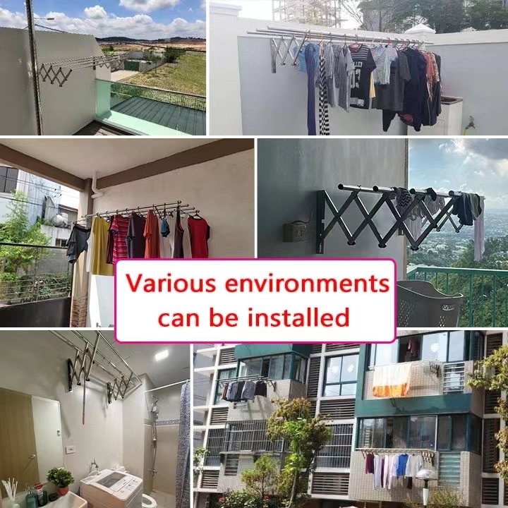 Retractable Foldable Sampaya Stainless Wall Mounted Clothes Drying Rack Hanger stand Clothes Rack - Image 6